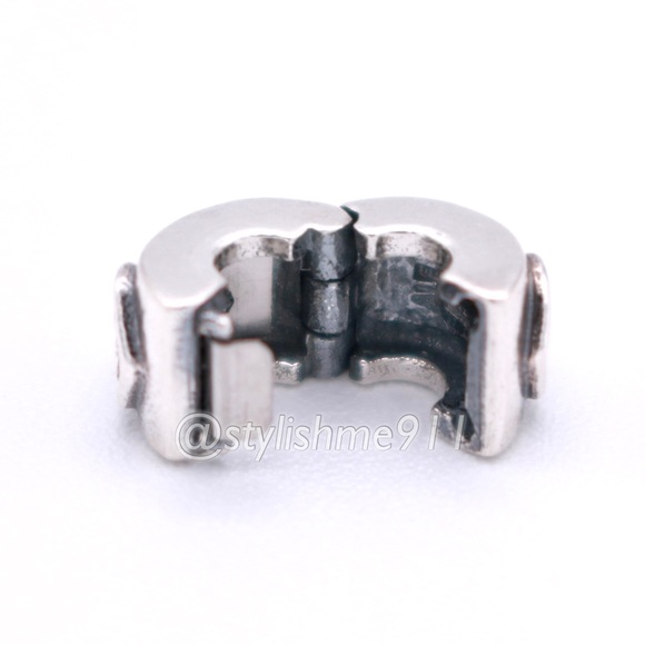 RARE - Authentic Pandora Double Heart Diamond Clip With 14K Gold - Picture 11 of 14